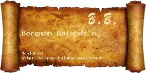 Bergman Balabán névjegykártya
